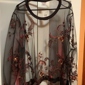 Black sheer detail shirt